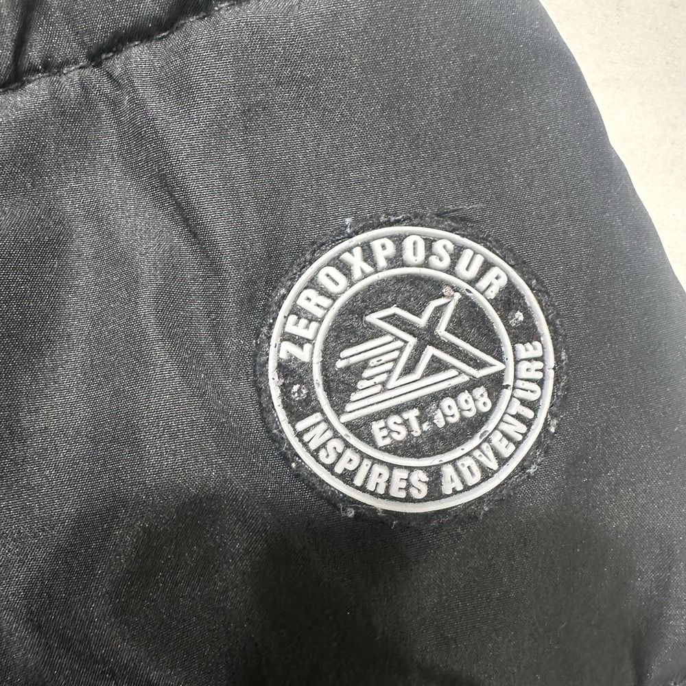 ZeroXposur Boys Winter Puffer Jacket Gray Black Hooded Fleece Lined Size L 10/12 - Picture 2 of 11